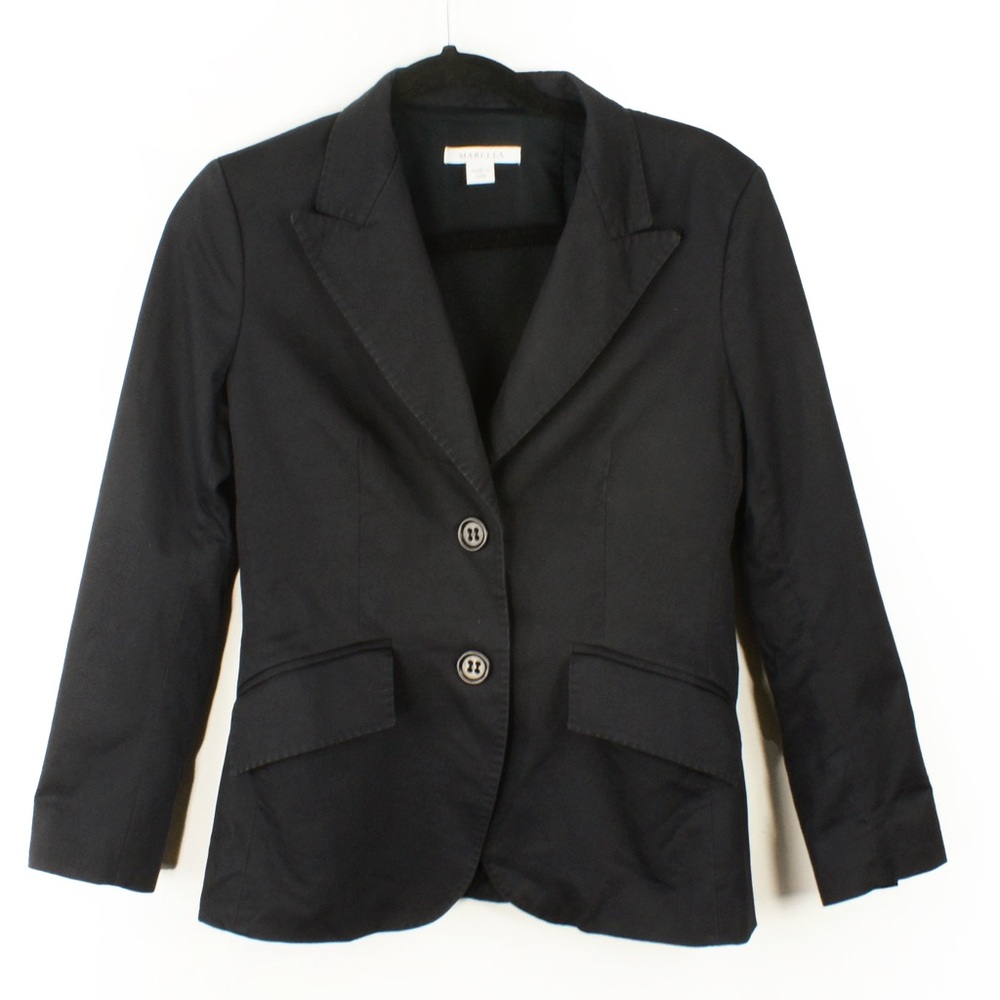 Marcella Black Semi Satin Button Up Blazer Jacket